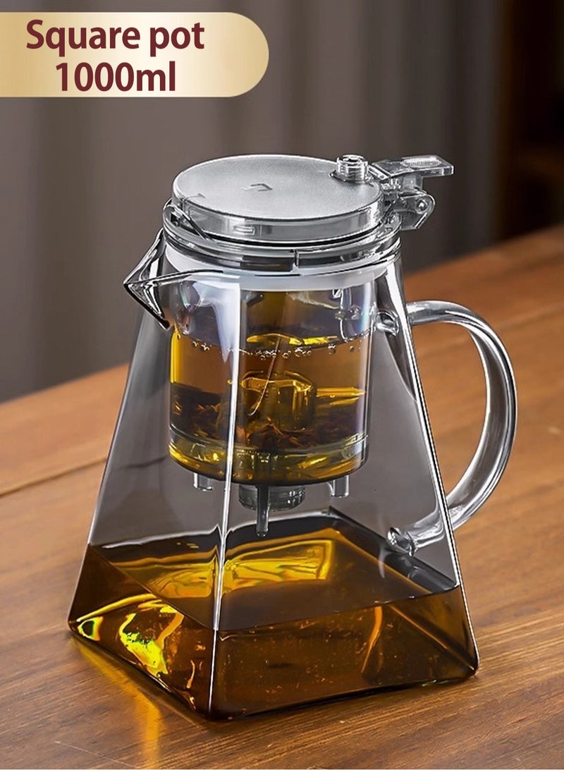 1000ML detachable glass teapot, one click automatic water outlet, high temperature resistant tea separation filter. Tea set that can filter tea leaves can be used as a tea set gift