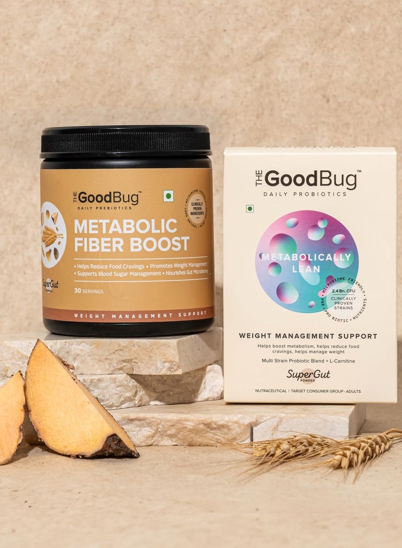 The Good Bug Metabolically Lean SuperGut Powder Probiotics +Metabolic Fiber Boost Prebiotic Fiber Combo pack 30 Days Servings