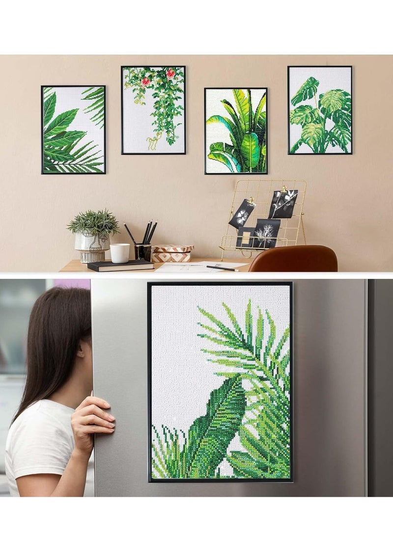 4 PCS Diamond Painting Frames, 25 x 35 cm Self-Adhesive Picture Frame, Self Adhesive Magnetic Frames for Wall Window Door Black, Home Office Decor