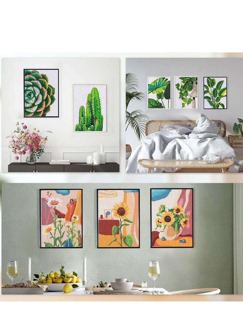 4 PCS Diamond Painting Frames, 25 x 35 cm Self-Adhesive Picture Frame, Self Adhesive Magnetic Frames for Wall Window Door Black, Home Office Decor