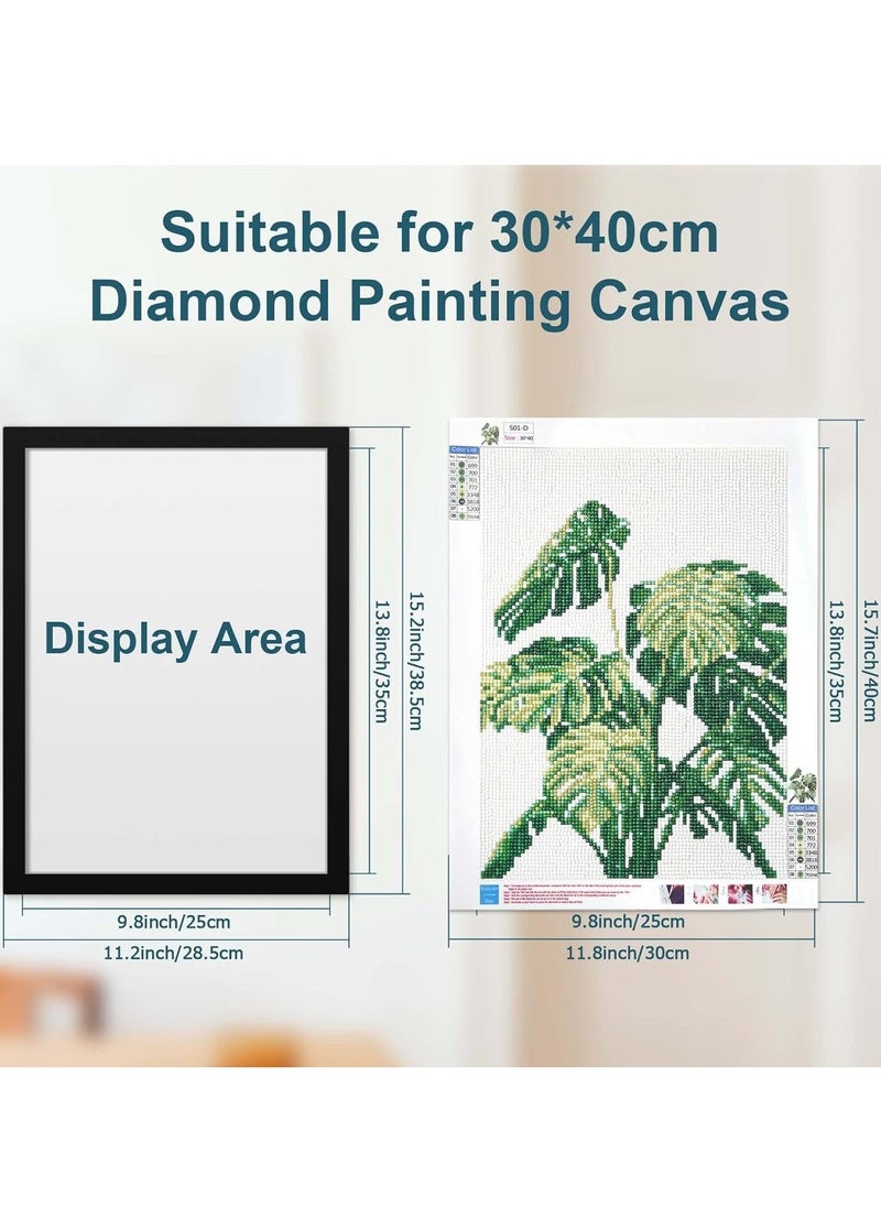 4 PCS Diamond Painting Frames, 25 x 35 cm Self-Adhesive Picture Frame, Self Adhesive Magnetic Frames for Wall Window Door Black, Home Office Decor