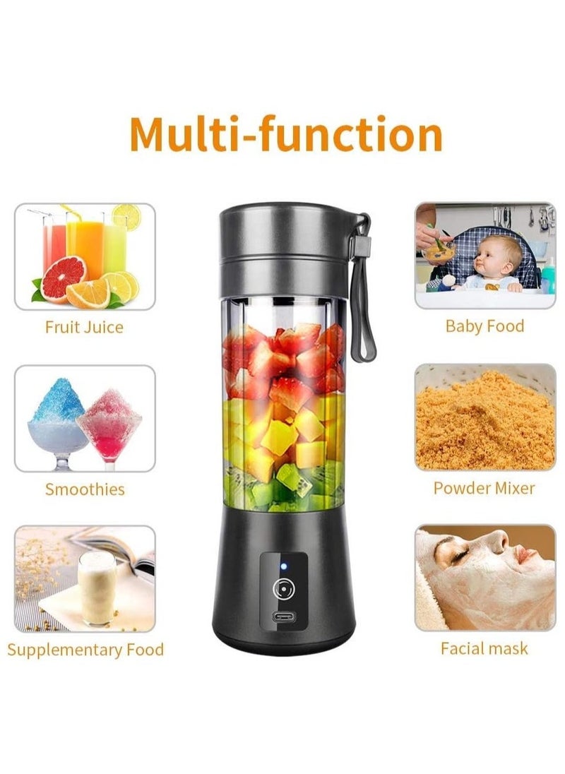 Portable Blender Smoothie Blender Personal Mini Blender Shakes and Smoothies Rechargeable Home Travel Fruit Juicer Cup with 14 Oz BPA Free Travel Cup and Lid Mini Mixing Shaker Bottle 380ml