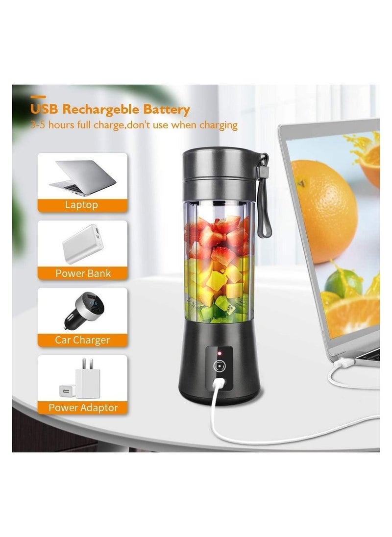 Portable Blender Smoothie Blender Personal Mini Blender Shakes and Smoothies Rechargeable Home Travel Fruit Juicer Cup with 14 Oz BPA Free Travel Cup and Lid Mini Mixing Shaker Bottle 380ml