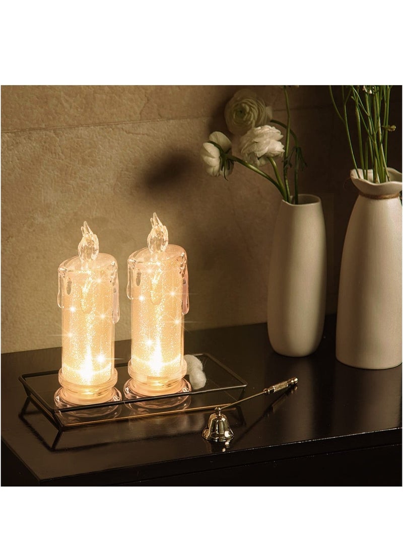 LED Flameless Candles, 4 Pieces Flameless Votive Candles, Romantic Decoration Night Light, Flameless Flickering Electric Fake Candle for Wedding Table Festival Bedroom Decorations