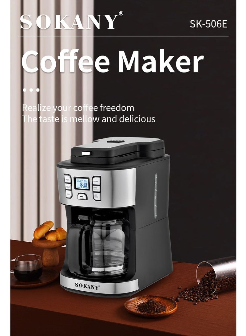 Coffee Maker/Coffee Machine, 1086W, 15 Cup/1.8L Glass Carafe, 24 Hours Programmable with Drip Stop Mechanism, Lcd Display SK-506E Black