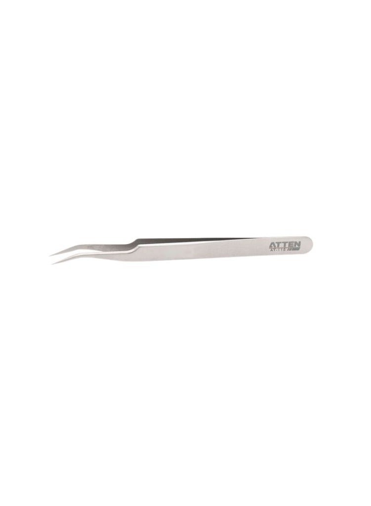 Atten AT-115 Stainless Steel Tweezers are precision tools designed for delicate handling of small components in electronics soldering and other intricate work.