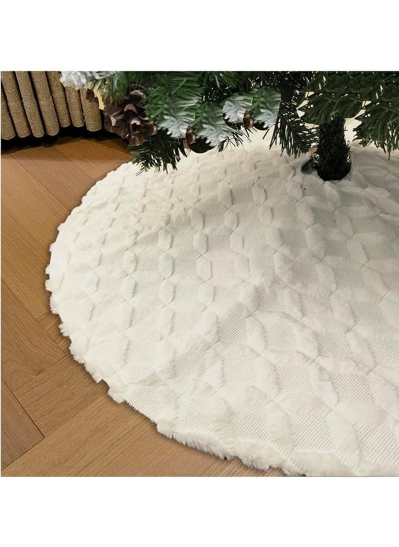 Christmas Tree Skirt,diameter 48in/122cm Faux Fur with Cable Knit Knitted Thick Skirt for Christmas Tree Holiday Home Party Indoor Decorations,for Christmas Tree Decorations