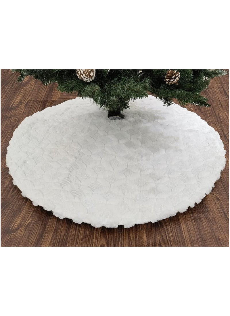 Christmas Tree Skirt,diameter 48in/122cm Faux Fur with Cable Knit Knitted Thick Skirt for Christmas Tree Holiday Home Party Indoor Decorations,for Christmas Tree Decorations