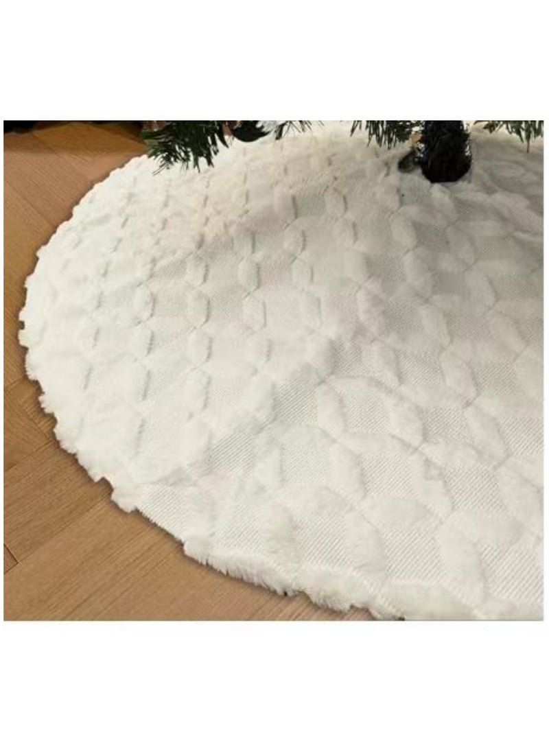 Christmas Tree Skirt,diameter 48in/122cm Faux Fur with Cable Knit Knitted Thick Skirt for Christmas Tree Holiday Home Party Indoor Decorations,for Christmas Tree Decorations