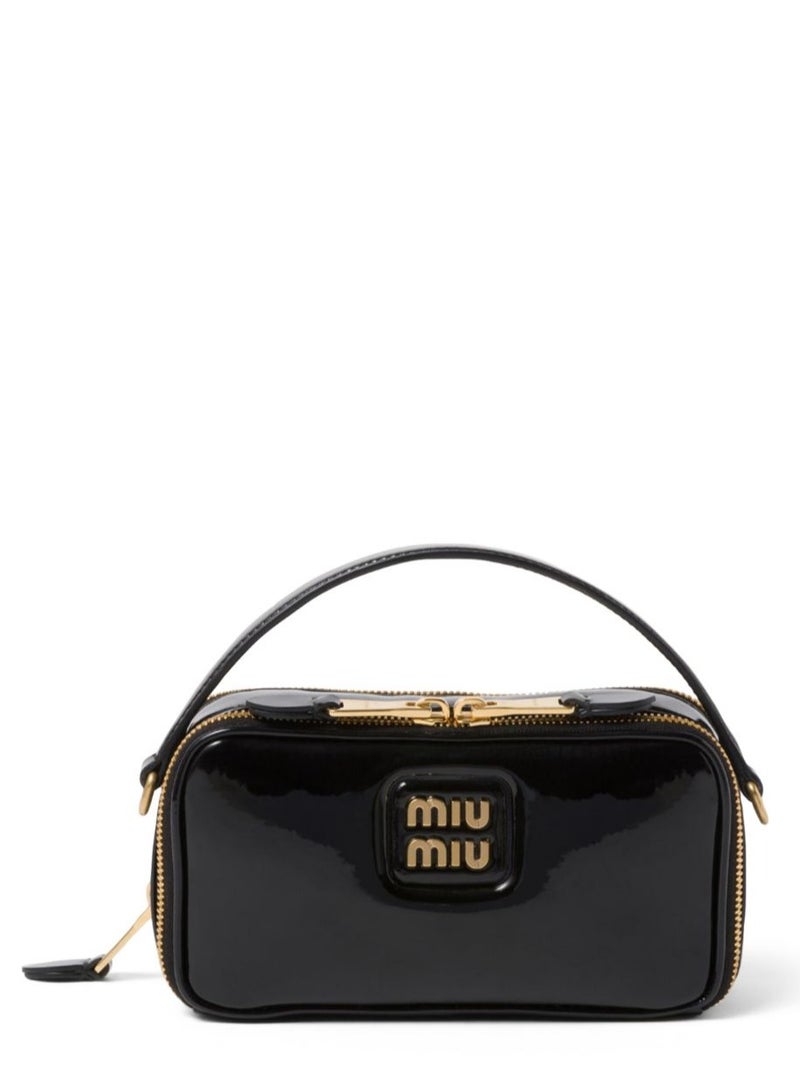 miu Leather and Patent Leather Shoulder Bag