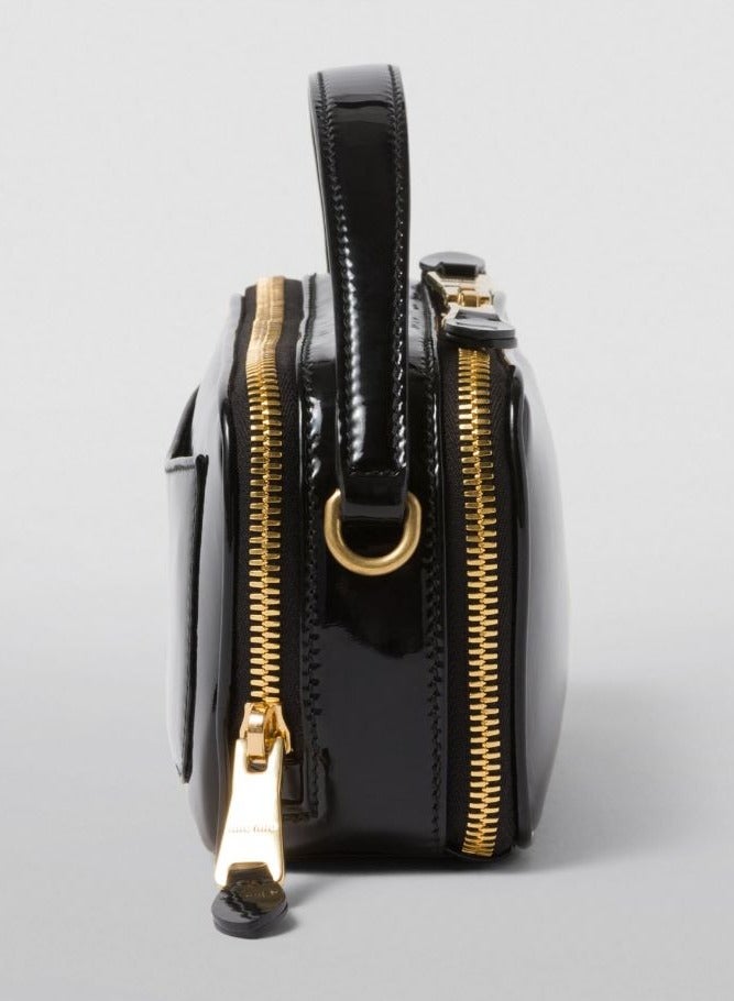 miu Leather and Patent Leather Shoulder Bag