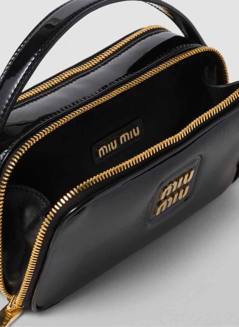 miu Leather and Patent Leather Shoulder Bag