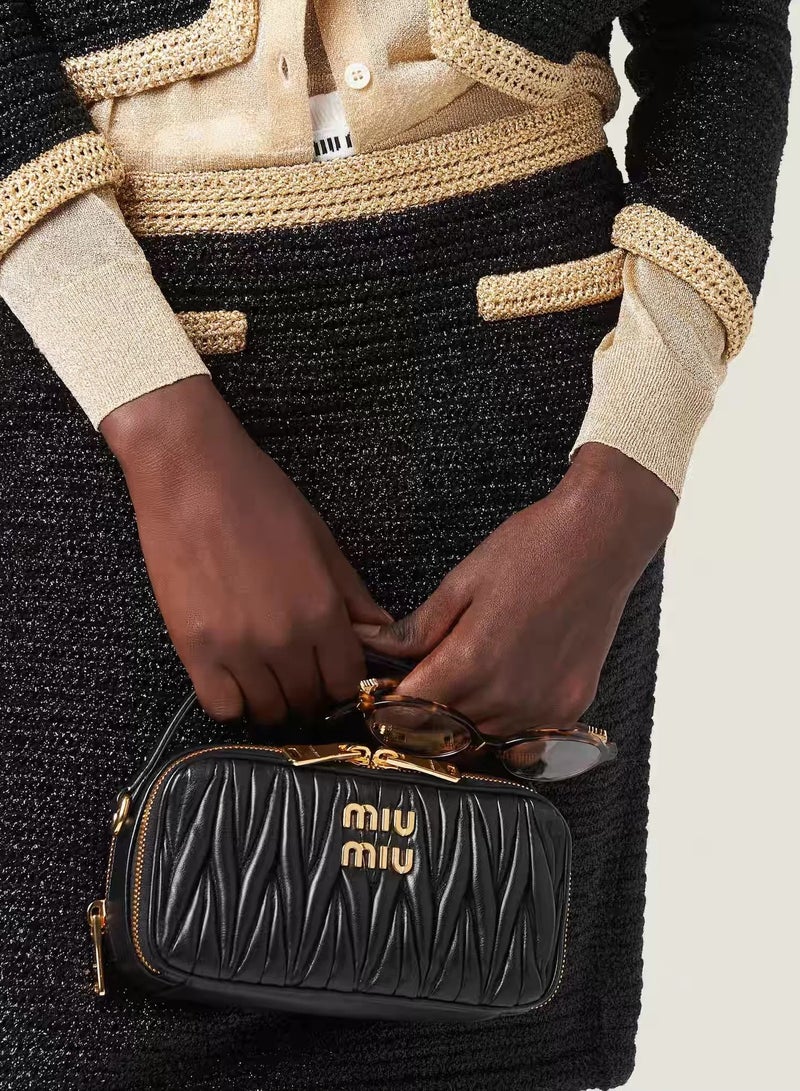 MIU matelassè nappa leather shoulder bag