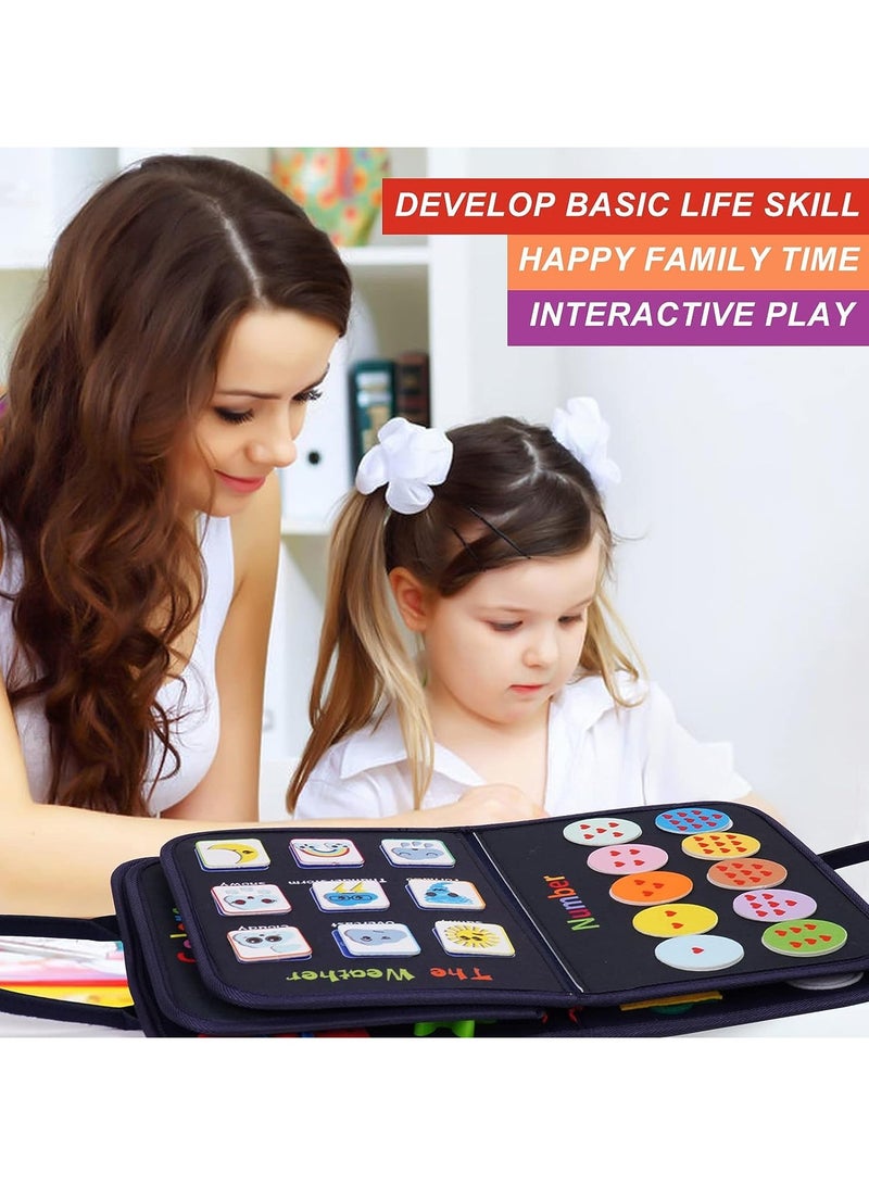 8-in-1 Multifunctional Busy Board Montessori Toy, Educational Sensory Activity Board, Felt Busy Book for Quiet Play, Portable Travel Toy for Toddler Fine Motor Skills, Interactive Learning & Early Development, Ideal for Kids Ages 2+