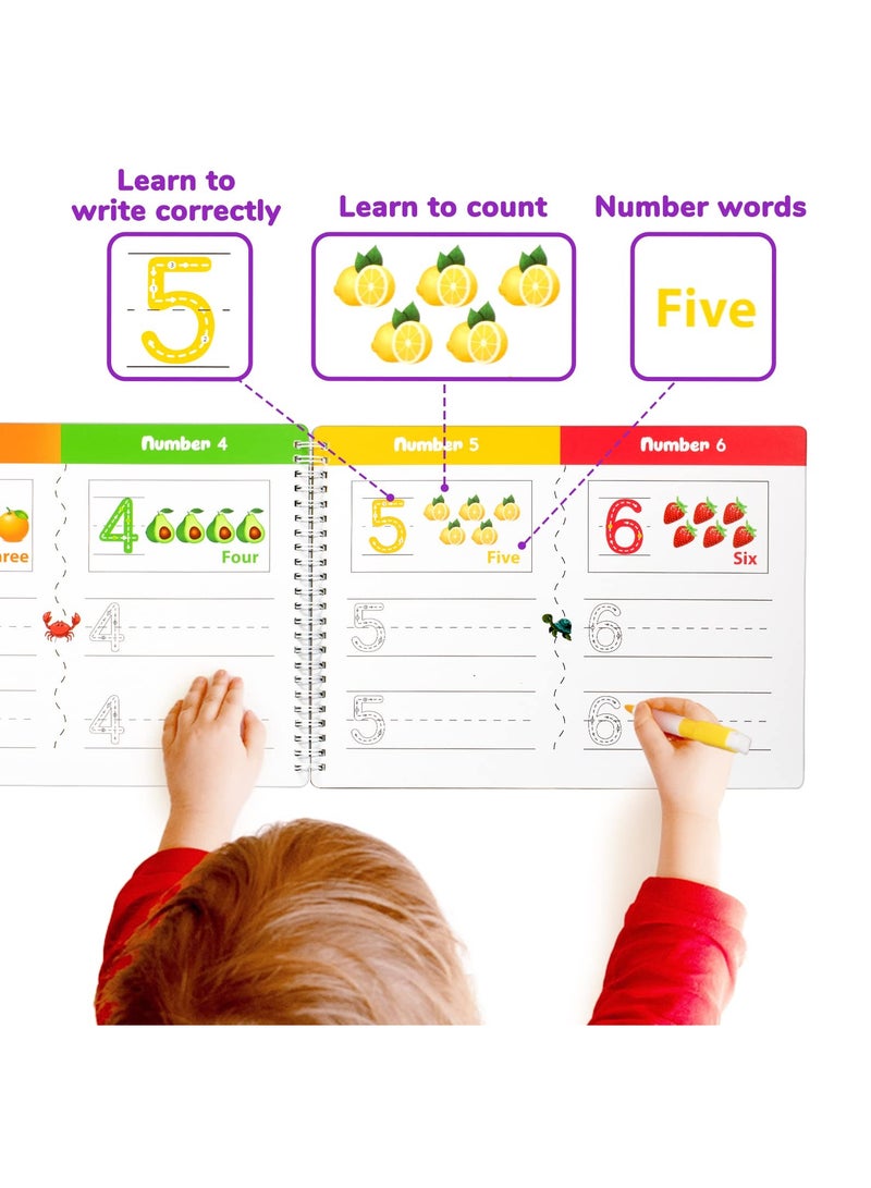 SYOSI Handwriting Practice Book for Kid Toddler Preschool Learning Activity for 3 4 5 Year Olds 40 Pages Montessori Early Educational Toy Kindergarten Letter Tracing Book with 8 Dry Erase Markers