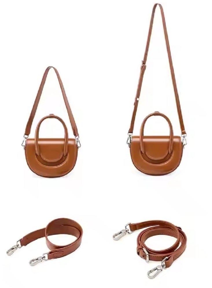 Brown Saddle Bag – Genuine Leather Handbag for Women, Stylish Crossbody Handbag with Classic Design, Luxury Sling Bag for Ladies, Shoulder Tote for Everyday Use, Durable and Lightweight Small Purse, Perfect for Work, Shopping, and Casual Outings