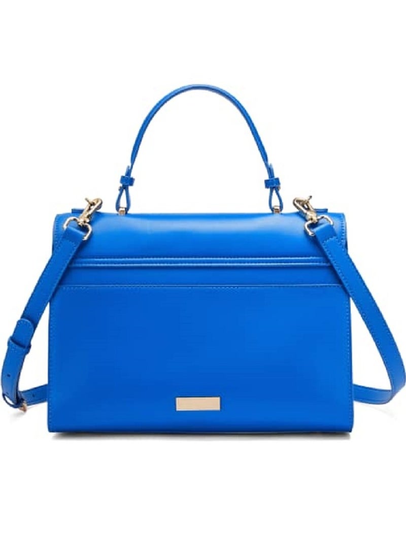 Blue Office Medium Size Bag – Genuine Leather Handbag for Women, Trendy Contrast Color Flap Design, Fashionable and Practical Medium-Sized Handbags, Perfect for Work, Casual Outings, or Daily Use, Durable and Lightweight Shoulder Bags For Office Use