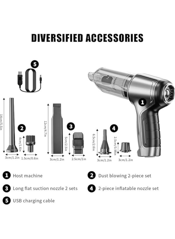 Air Duster, 19000PA Electric Air Duster, 120W 35500RPM Portable Air Blower, 2 in 1 4000mAh Portable Air Blower with 5 nozzle attachments, for Computer Keyboard Fast Charge