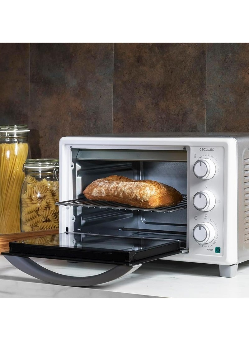 2300 White Table Oven, 23L Capacity, 1500W Power, 3 Heating Modes