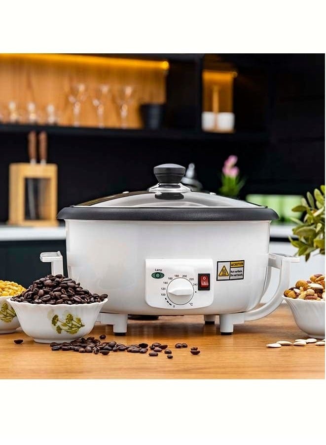 Coffee Roaster & Popcorn Roaster Machine Electric , 2-in-1 800W Coffee and Popcorn Maker, 400g Capacity with Adjustable Timer & Temperature Control for Home Roasting