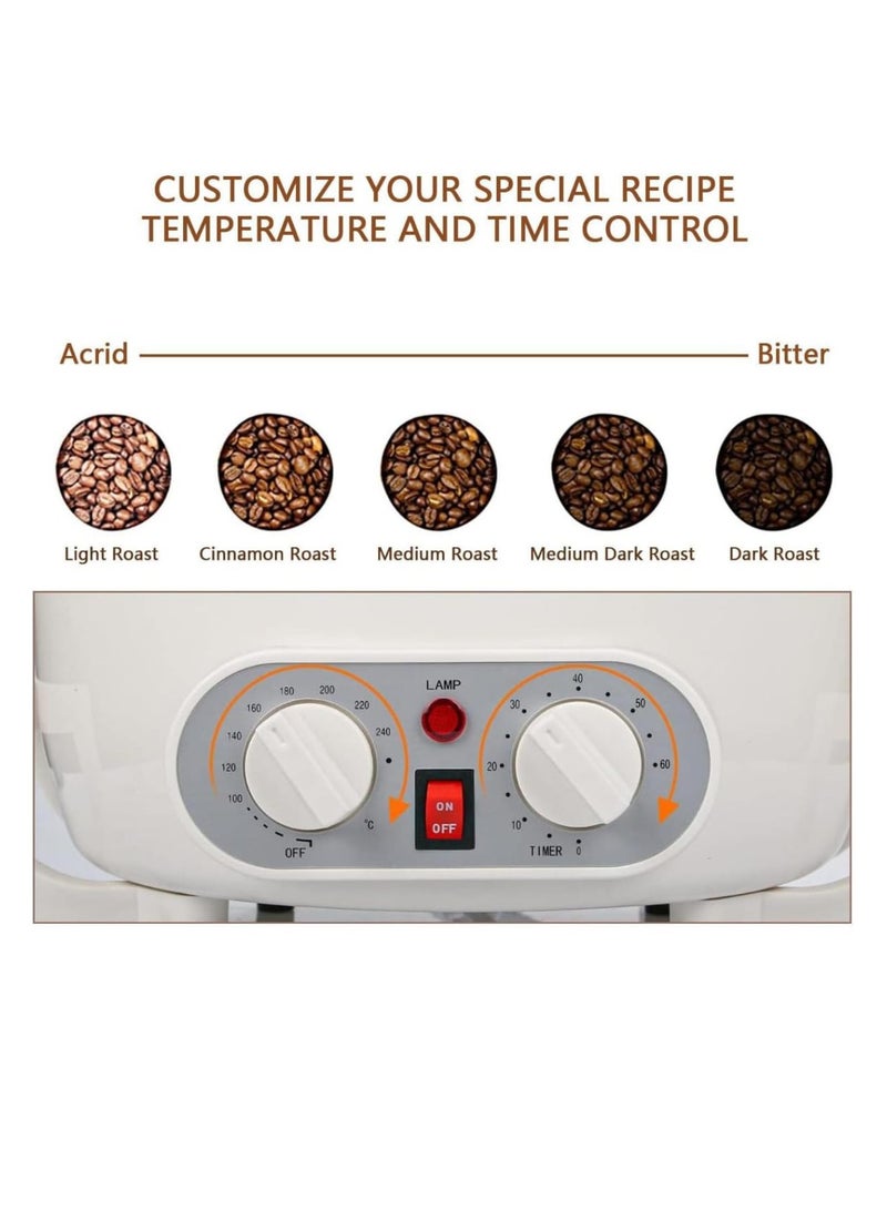 Coffee Roaster Machine Electric 800W Stainless Steel Coffee Roaster with Thermostat Timer Home Coffee Bean Roasting with Adjustable Heat Settings, Large Capacity