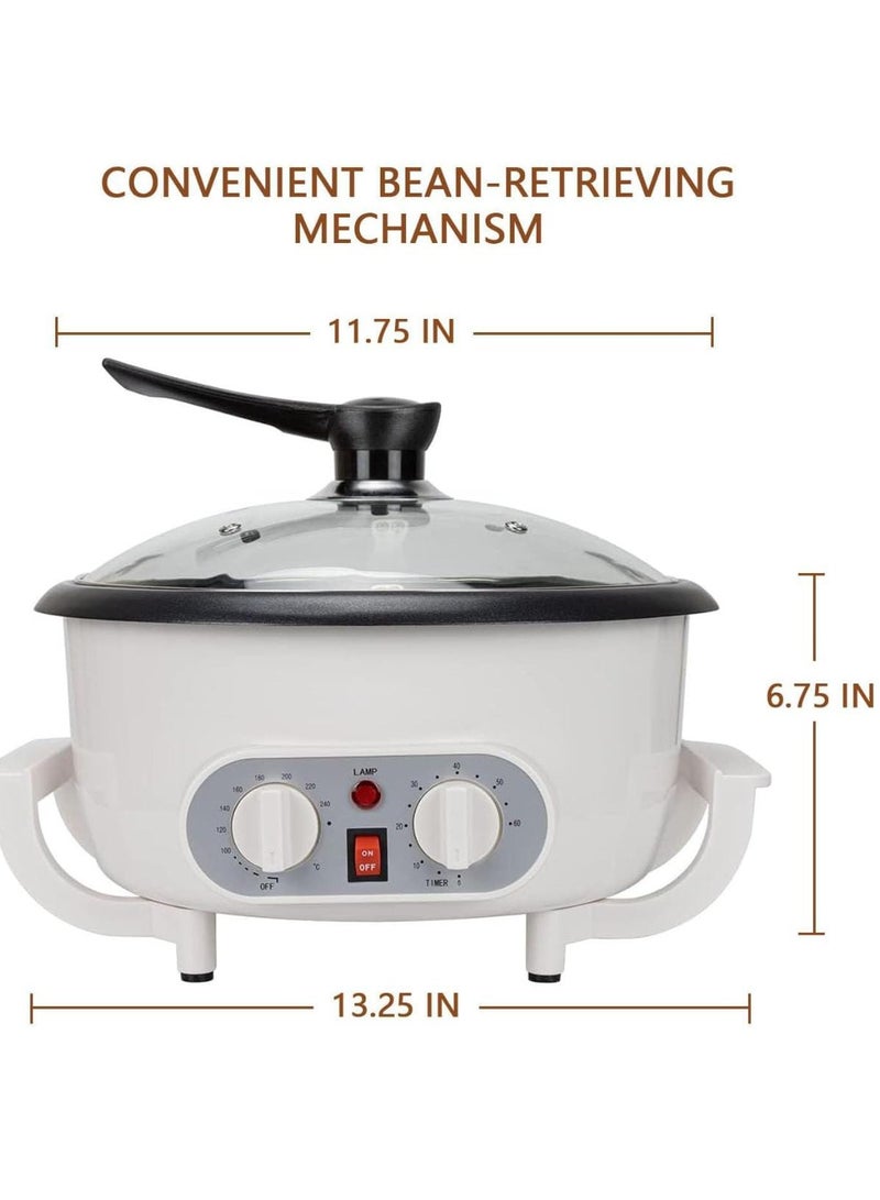 Coffee Roaster Machine 800W Electric , Stainless Steel Home Coffee Bean Roaster with Adjustable Heat Settings, Thermostat & Timer, Large Capacity for Home Roasting