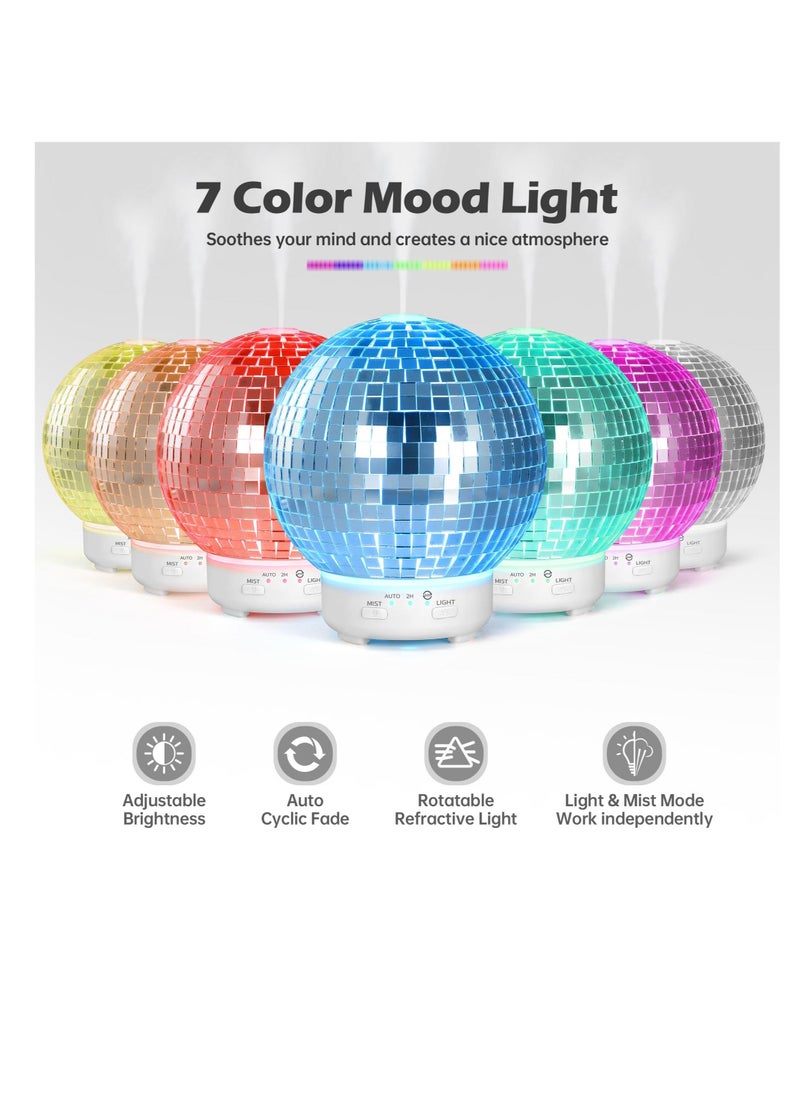 Disco Ball Diffuser Rotating, Disco Ball Decor Multi-Purpose Disco Diffuser, Home Aromatherapy Essential Oil Diffuser, with 14 Light Modes, for Disco Party Decoration and Accessories