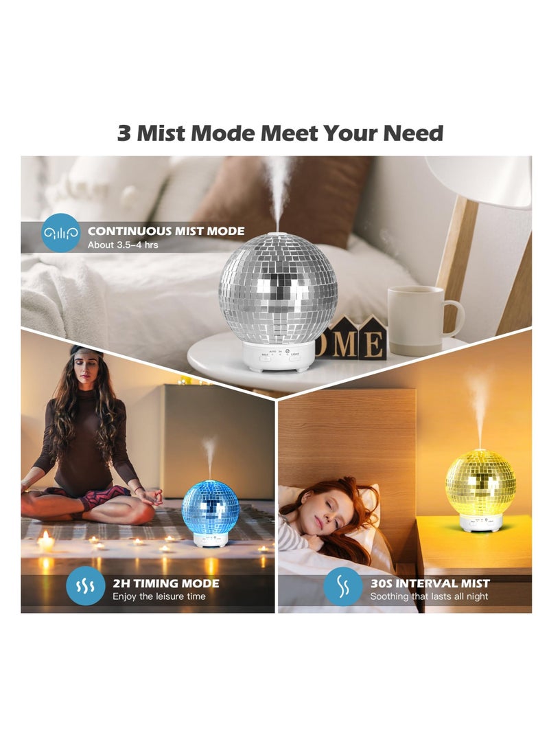 Disco Ball Diffuser Rotating, Disco Ball Decor Multi-Purpose Disco Diffuser, Home Aromatherapy Essential Oil Diffuser, with 14 Light Modes, for Disco Party Decoration and Accessories