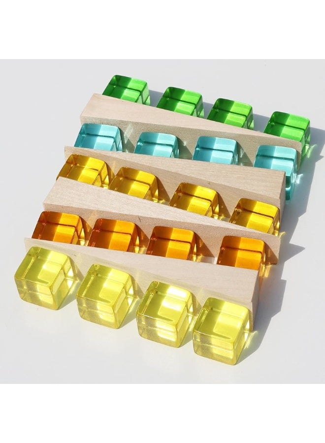 Rainbow Acrylic Gem Cubes Blocks Children Educational Sensory Training Crystal Toys Baby Learn Color Light Shadow Stacking Toys (10-Pcs)