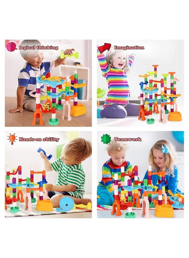 Marble Run,135 PCS Marble Maze Building Block Toys Gravitrax Marble Run for Kids,STEM Learning Toys Marble Track Race Tower Model Creative Birthday Gift with 60 Marbles for Boys & Girls 3 4 5 6 7 8 9