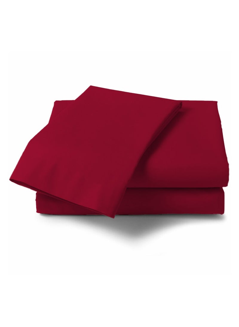 Twin Size Red Soft Wrinkle Free Microfiber Bed Sheet Set with Pillow Cover