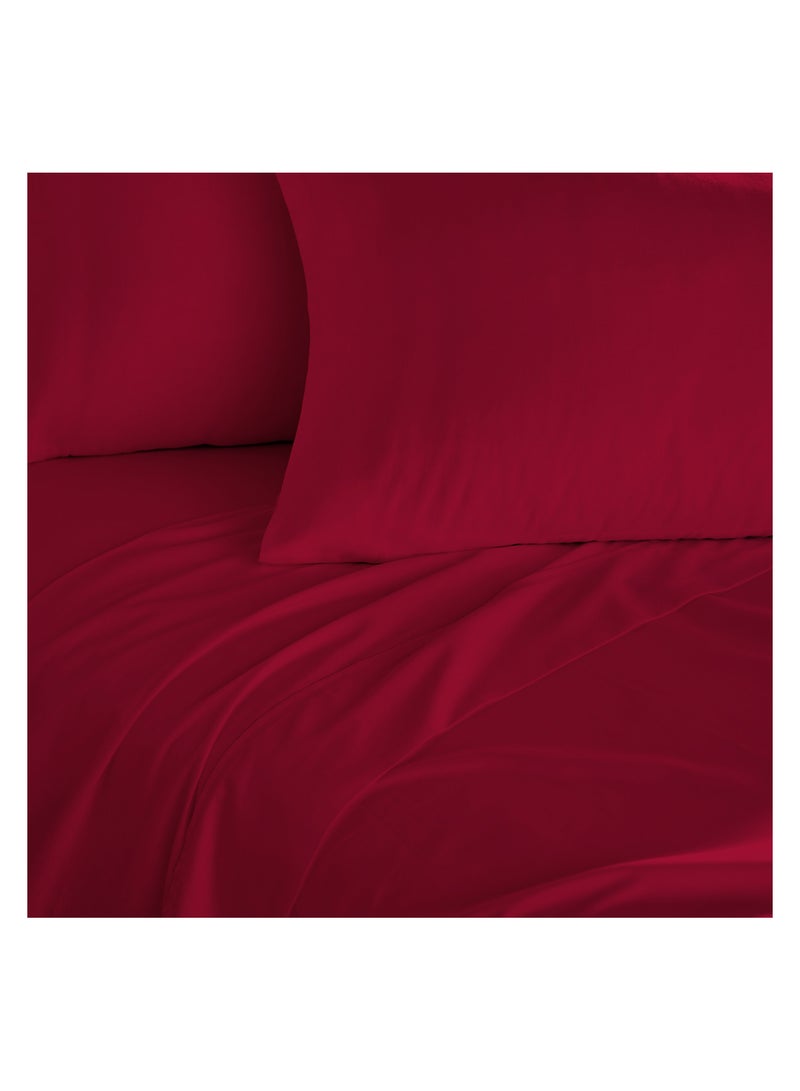 Twin Size Red Soft Wrinkle Free Microfiber Bed Sheet Set with Pillow Cover