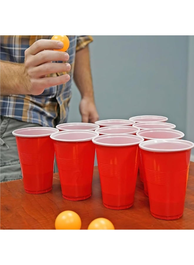 Beer Pong Set, Red Cups and Ping Pong Balls.