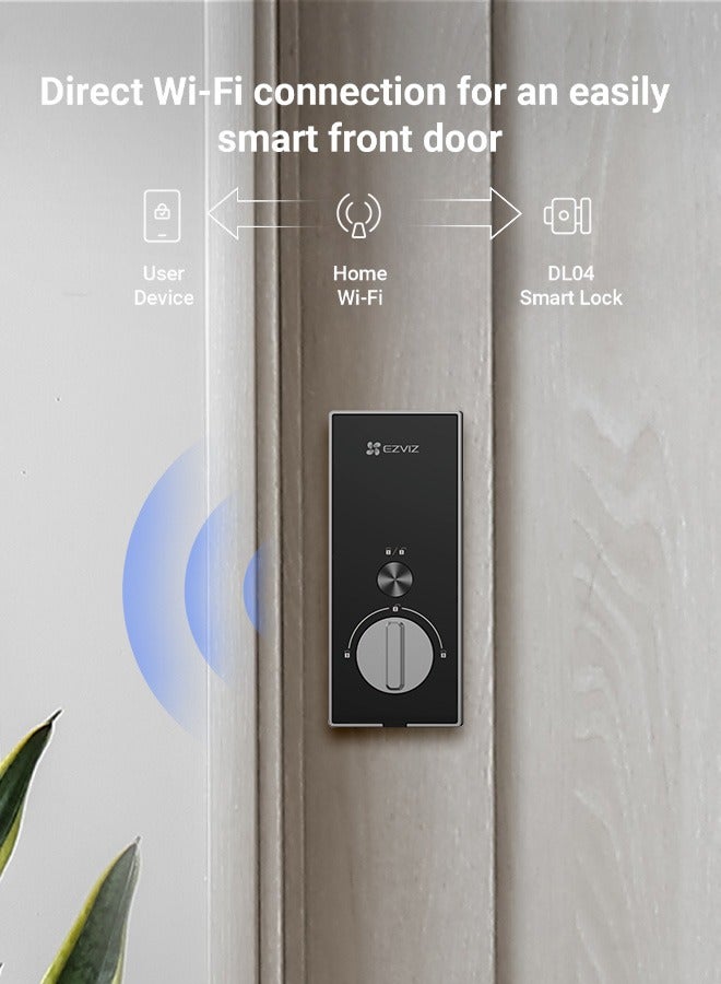 EZVIZ DL04 Smart Door Lock Smart Lock - Bluetooth & Wi-Fi Enabled, Multi-Method Keyless Entry, Remote Control, Anti-Tamper Alerts, Easy Installation - Ideal for Home Security