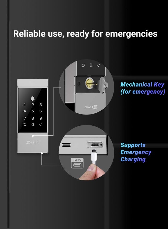 EZVIZ DL04 Smart Door Lock Smart Lock - Bluetooth & Wi-Fi Enabled, Multi-Method Keyless Entry, Remote Control, Anti-Tamper Alerts, Easy Installation - Ideal for Home Security