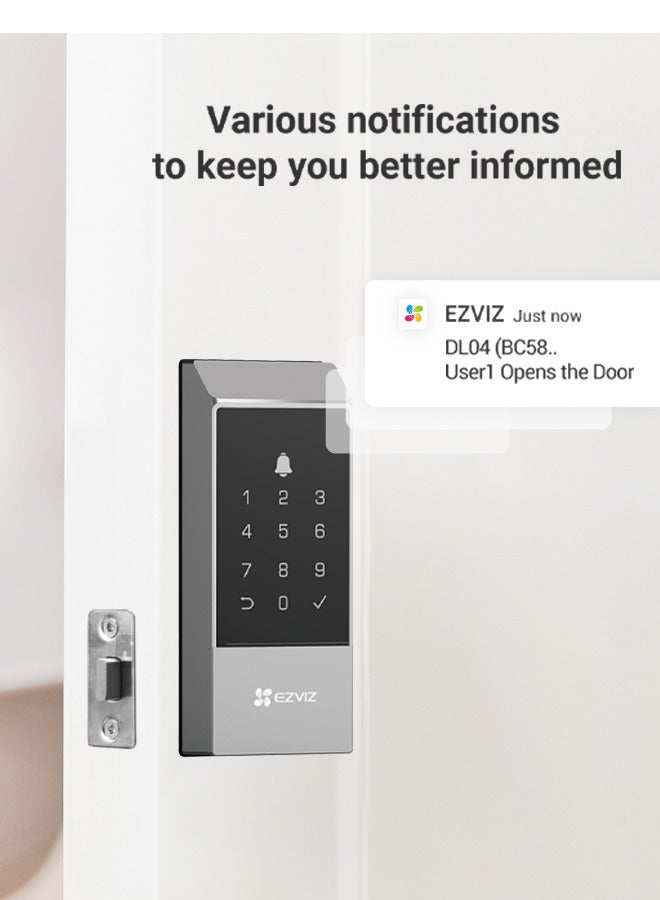 EZVIZ DL04 Smart Door Lock Smart Lock - Bluetooth & Wi-Fi Enabled, Multi-Method Keyless Entry, Remote Control, Anti-Tamper Alerts, Easy Installation - Ideal for Home Security