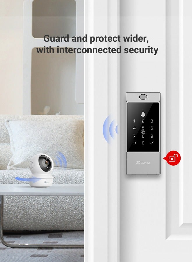 EZVIZ DL04 Pro Smart Door Lock Smart Lock – 5-in-1 Keyless Entry with Fingerprint Access, Bluetooth & Wi-Fi Enabled, Real-Time Notifications, Privacy Mode, and Durable Aluminum Design