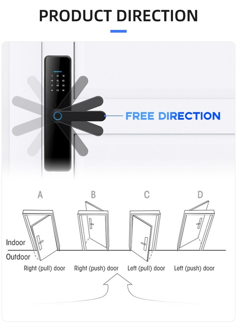 LS-C91 Smart WiFi Fingerprint Door Lock - 8 Unlock Methods | App, Bluetooth, Key, Password, Card, Combo | Secure Home Entry System (Gold, TTLock version)