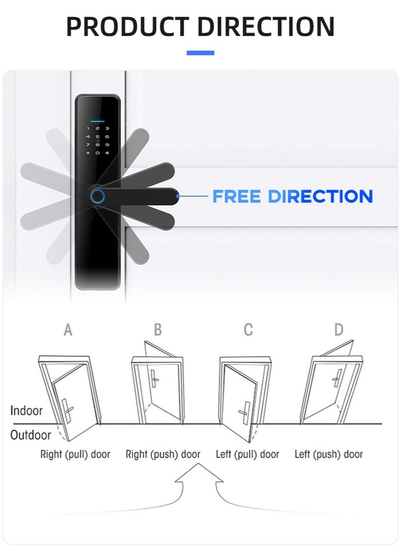 LS-C91 Smart WiFi Fingerprint Door Lock - 8 Unlock Methods | App, Bluetooth, Key, Password, Card, Combo | Secure Home Entry System (Gold, Tuya version)