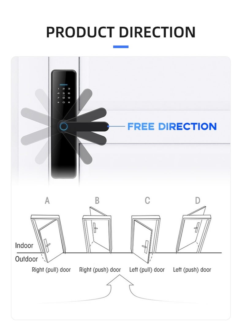 LS-C91 Smart WiFi Fingerprint Door Lock - 8 Unlock Methods | App, Bluetooth, Key, Password, Card, Combo | Secure Home Entry System (Black, TTLock version)