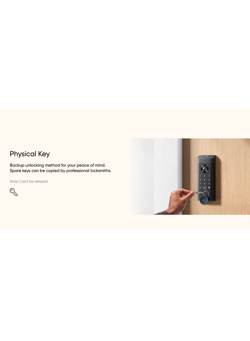 eufy Security Video Smart Lock E330, 3-in-1 Camera+Doorbell+Fingerprint Keyless Entry Door Lock, WiFi Door Lock,App Remote Control,2K HD,Doorbell Camera,No Monthly Fee