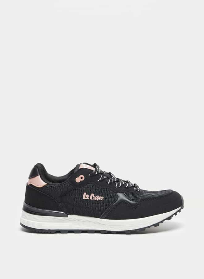 Women's Logo Print Low Ankle Sneakers with Lace-Up Closure