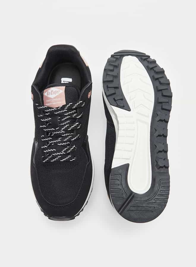 Women's Logo Print Low Ankle Sneakers with Lace-Up Closure