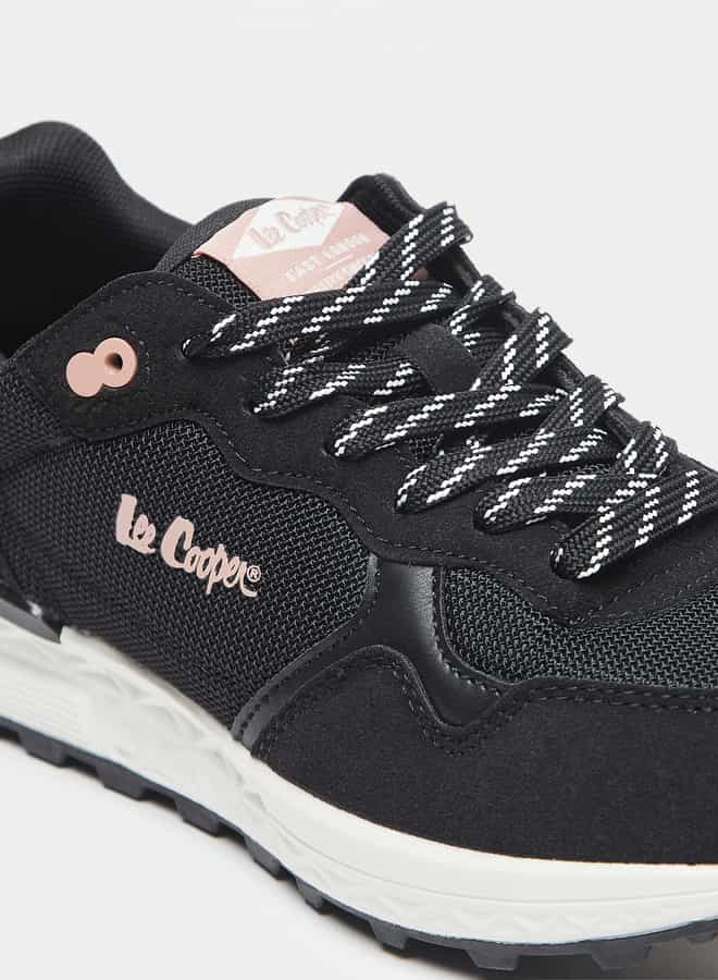 Women's Logo Print Low Ankle Sneakers with Lace-Up Closure