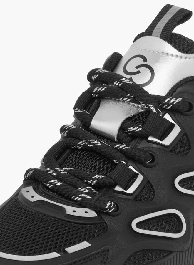 Womens Panelled Lace-Up Low Ankle Sneakers