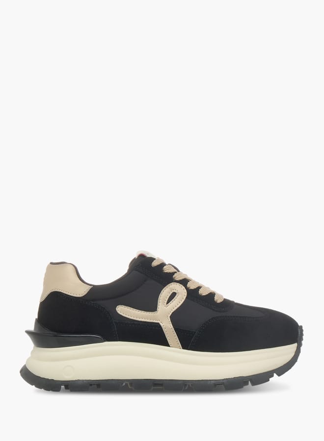 Womens Panelled Lace-Up Low Ankle Sneakers