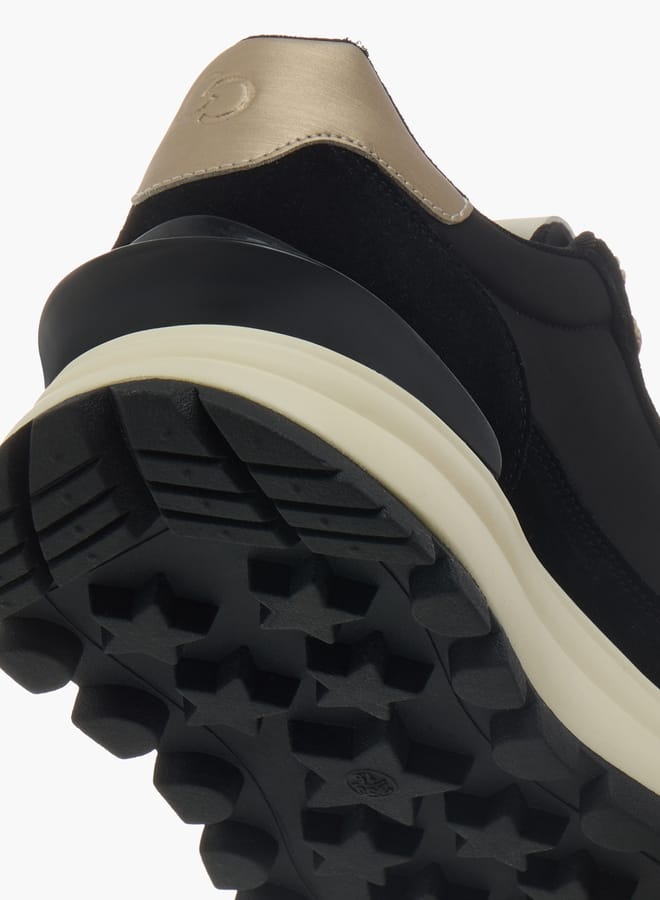 Womens Panelled Lace-Up Low Ankle Sneakers