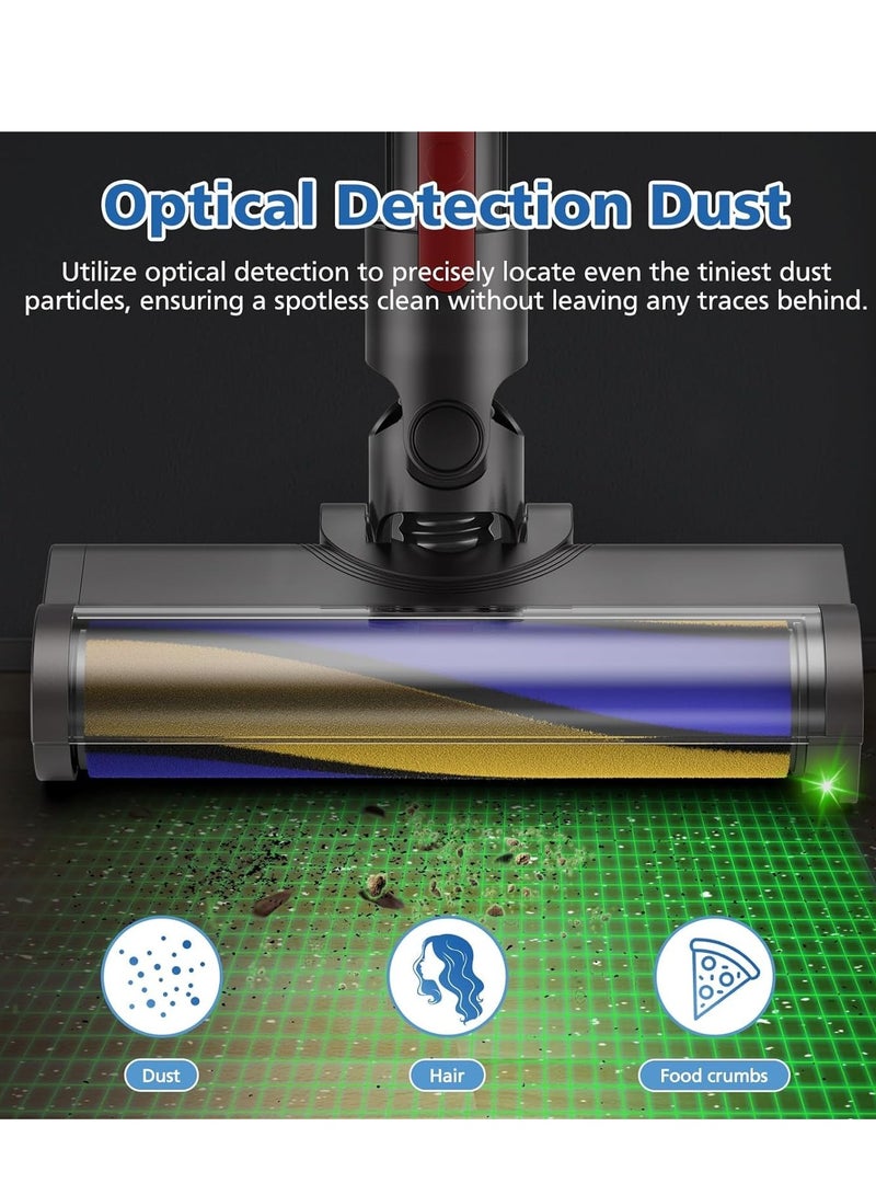 Dust Detect Vacuum Attachments for Dyson V7 V8 V10 V11 V15 Cordless Cleaners, Hardwood Floor Soft Roller Brush Head Replacement Motorhead Accessories Parts with Green Light