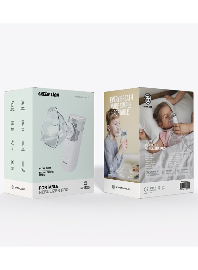 Portable Nebulizer Pro / Asthma Treatment / Allergy Relief / Cough Relief / Deeper Medication / Fine Mist / Easy to Carry / Ultra Quiet - White