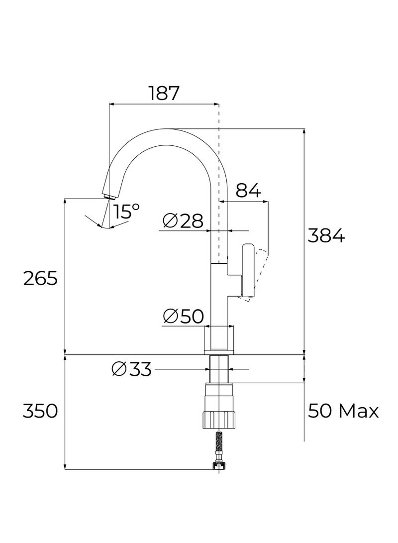 Oval Series High Spout Kitchen Tap with Slim Elegant Design and 360º Swivel Spout OVAL 915